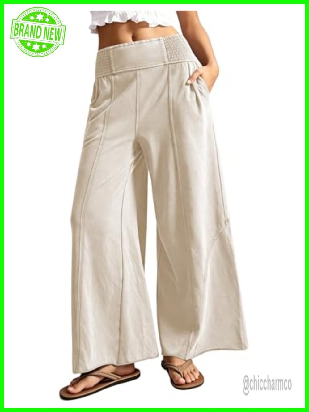 Women's Faux Suede Wide Leg Palazzo Pants High Waist Pull On Trousers